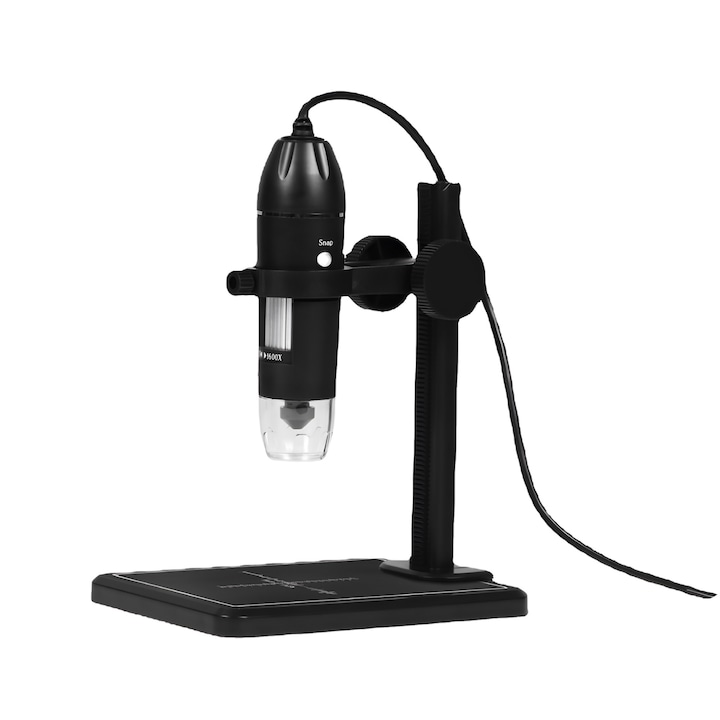 Microscop Digital Premium, cu lumina LED, de inalta putere 1600X cu 2 adaptoare, linie de metraj si stand