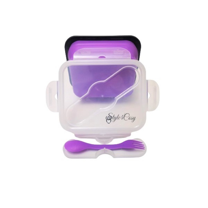 Кутия за храна, Силиконова, Сгъваема, Clip&Close, 15 cm, Purple Iris, 600 мл