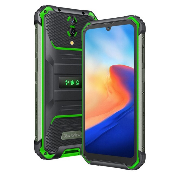 Telefon mobil Blackview BV7200 Green, 4G, 6.1" HD+, 6GB+4GB RAM, 128GB ROM, Android 12, Helio G85, 5180mAh, Power bank, OTG, NFC, Dual SIM