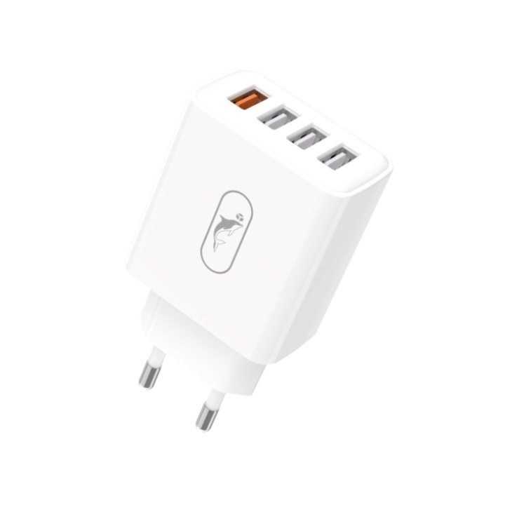 Incarcator de retea, SkyDolphin, SC40, 4xUSB, 32W, Alb