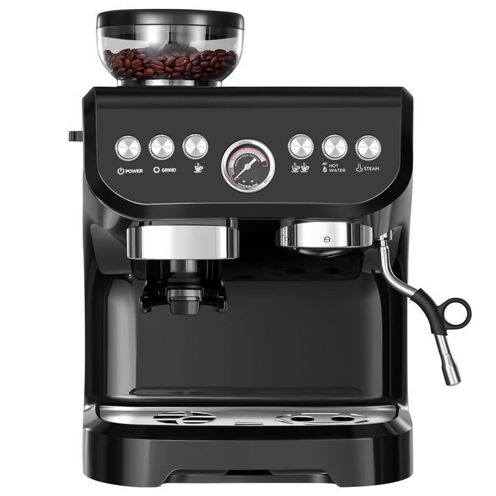 Expresor manual, 15 bari, rasnita reglabila, manometru, pompa dubla, boiler dublu, functie preinfuzie, functie abur/apa fierbinte, CLD-CareLoveDevotion