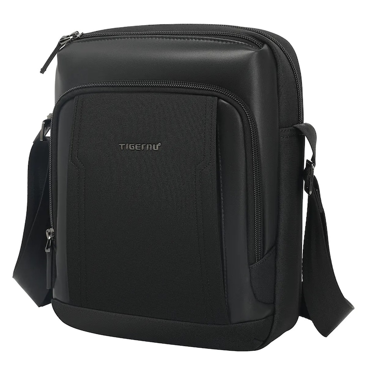 Váll- vagy melltáska, lopásgátló zsebbel, TIGERNU, 21x9x27 cm, fekete