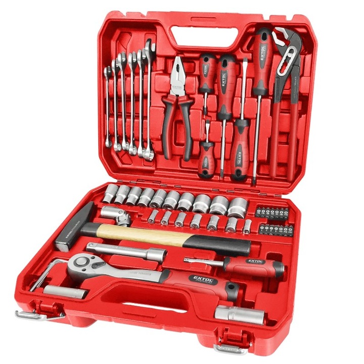 Trusa scule, Extol Premium, 55 piese, 1/4", 1/2", Cr-V