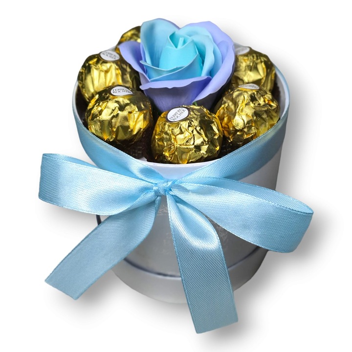Aranjament Floral Ferrero turquoise Rose, 1 Trandafir, 15 cm