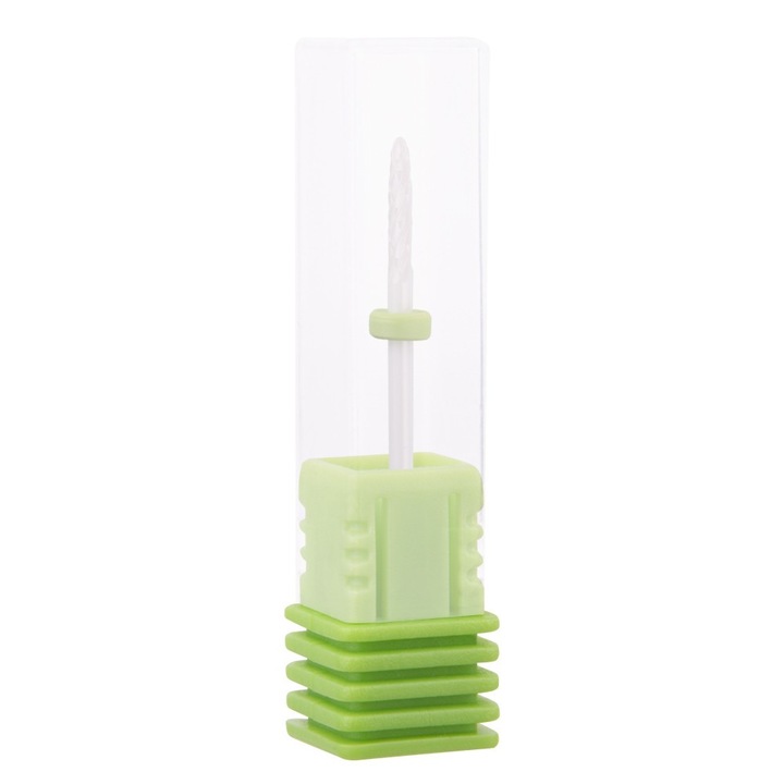 Capat de freza pentru manichiura, Molly Lac, Ceramica, 3/32", Alb/Verde
