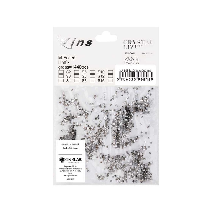 1440 db-os köröm strassz készlet, SS3, Molly Lac, fekete