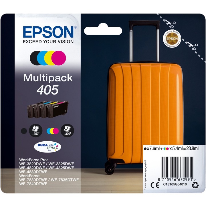 Epson 405 DURABrite Ultra Ink tintapatron 1 dB Eredeti Standard teljesítmény Fekete, Cián, Magenta, Sárga (C13T05G64010)
