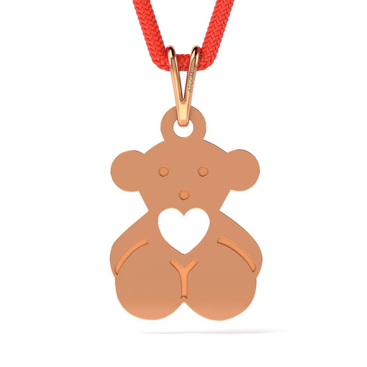 Rózsaszín arany medál Ursulet zsinórmodellel szívvel