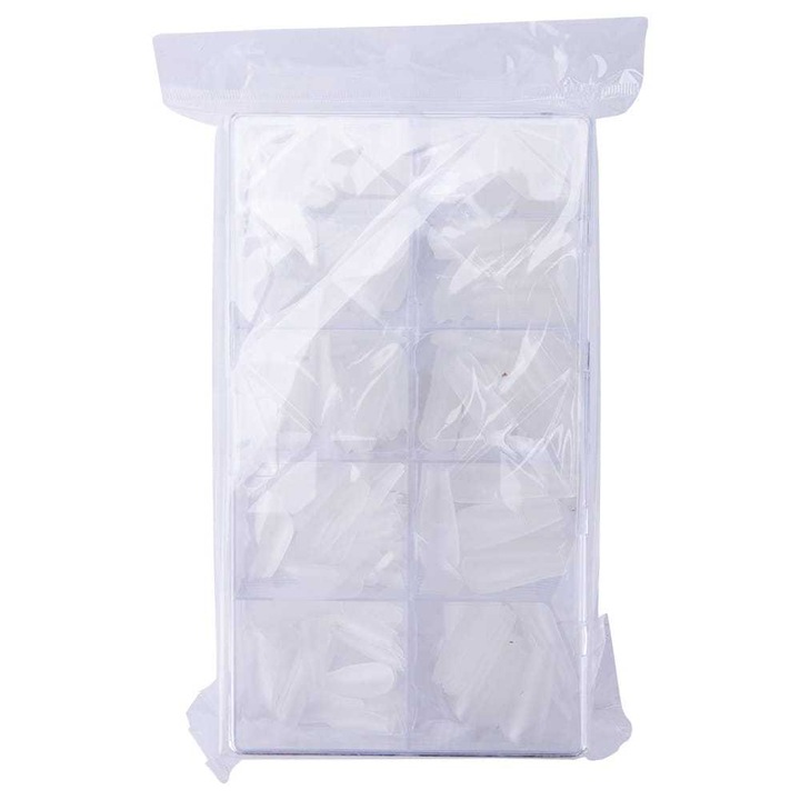 Tips unghii false, Molly Lac, 10 dimensiuni, 500 buc, Transparent
