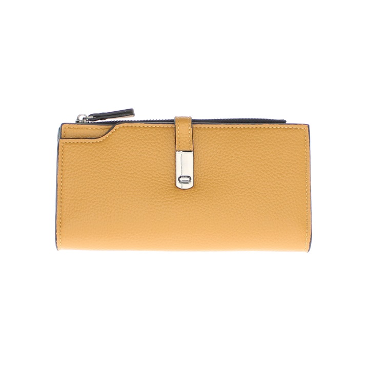 Portofel de dama, din piele ecologica, Buticcochet, model uni, 19x10x2 cm, Maro - PR840