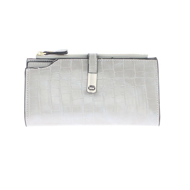 Portofel de dama, din piele ecologica, Buticcochet, 19x10x2 cm, Gri - PR823