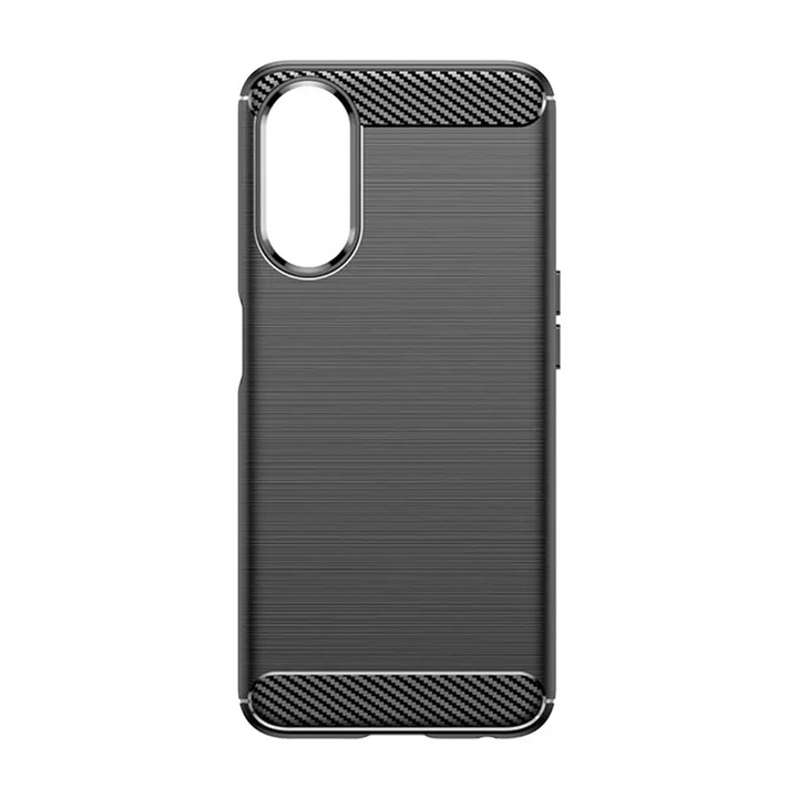 IShield tok Oppo A78-hoz, rugalmas szilikon, ecsetsorozat, karbon design, fekete