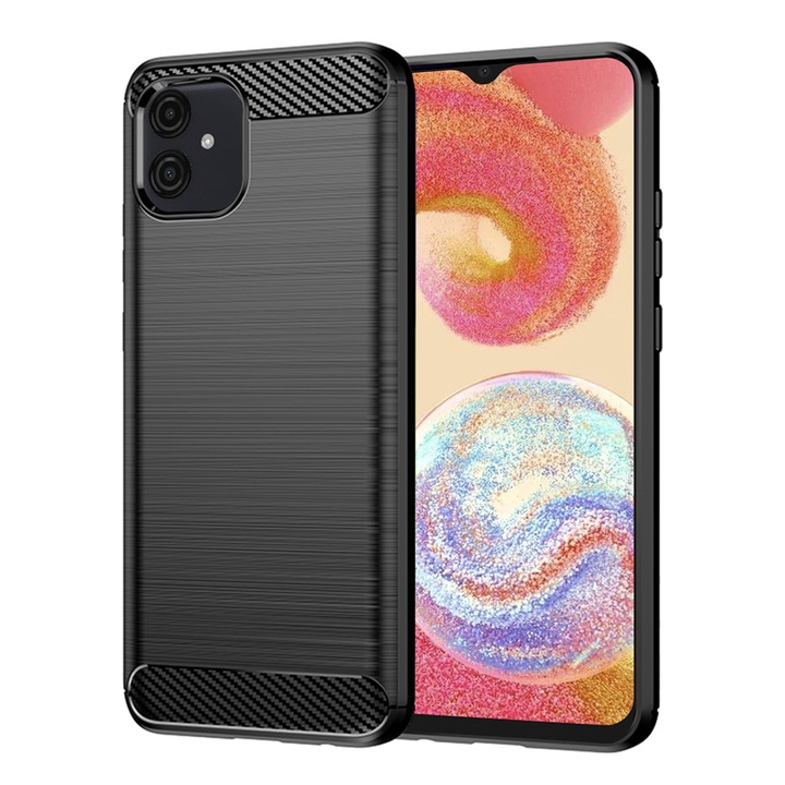 Tok, kompatibilis: Samsung Galaxy A04e / M04 - Techsuit Carbon Silicone - Fekete
