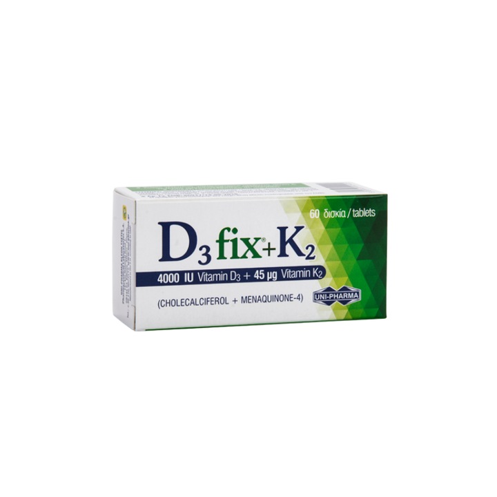 Vitamina D3 fix 4000IU+ K2, Uni Pharma, 60 comprimate