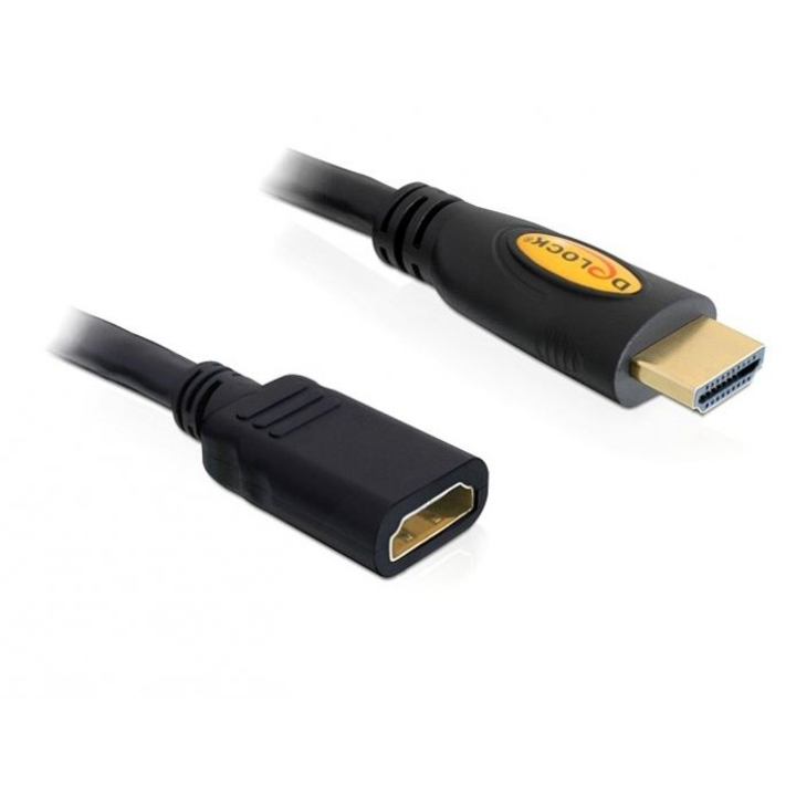 Кабел Delock, HDMI мъжки/HDMI женски, 1 м, черен