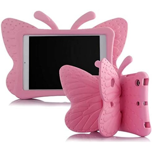 Husa protectie tableta pentru copii, burete, Apple iPad Air 3 generation, Apple iPad Air Pro 10.5/10.2 inch, 2019-2020, acces la toate porturile, Ideas4Comfort, Fluture, roz