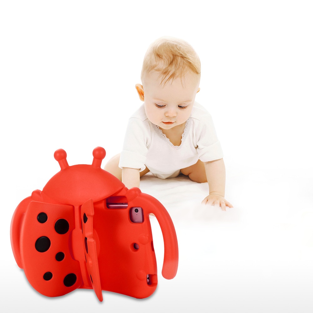 Husa De Protectie Pentru Tableta Pentru Copii, Ideas4Comfort®, Husa Tableta Burete, Model Buburuza 3D Amuzant, Compatibila Samsung Tab A T290 2019, 8 Inch, 210x127 mm, Antisoc Rezistenta La Lovituri, Acces La Toate Porturile, Carcasa Vesela Copii, Rosu