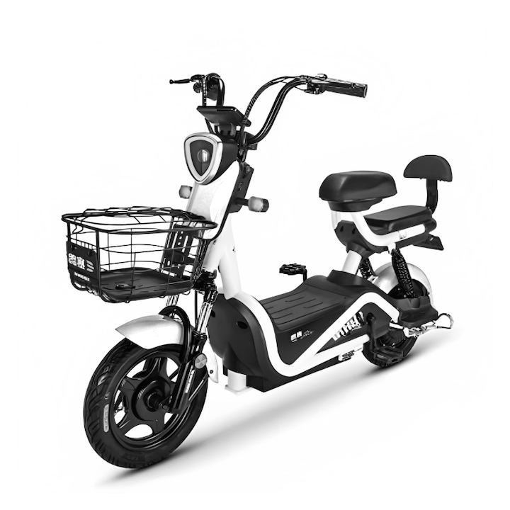 Moped cu motor electric, model G60,240W, baterie 48V 20Ah plumb acid, alb