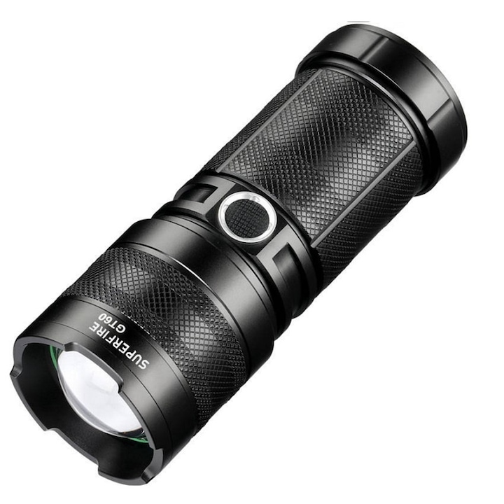 Lanterna Superfire GT60, 2600lm, LED, 8100 mAh, incarcare USB, IP34, Negru