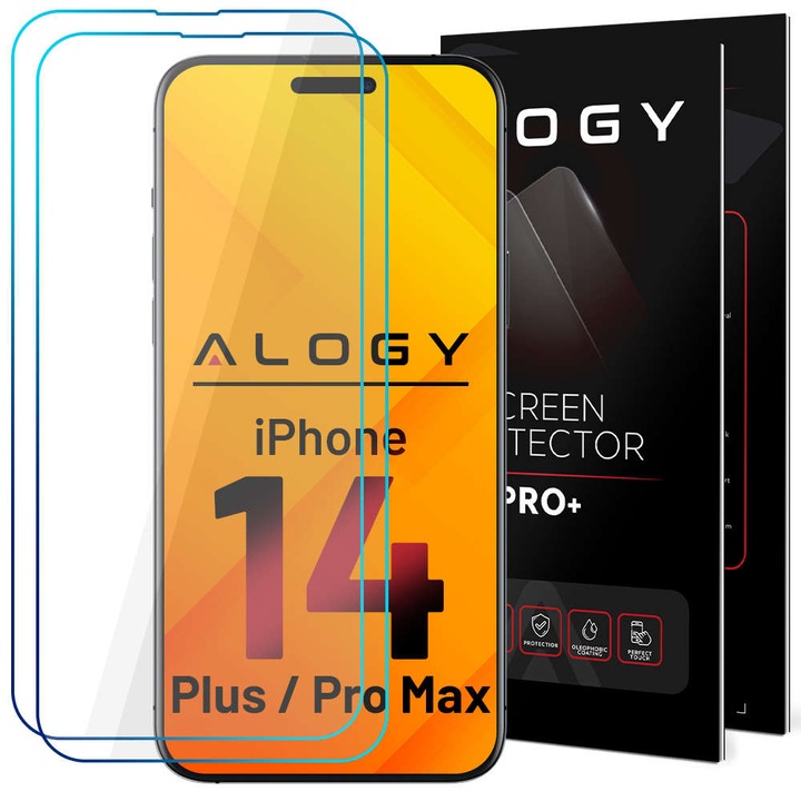 Комплект от 2 x Alogy 9H закален стъклен протектор за Apple iPhone 14 Plus/ 14 Pro Max, прозрачен