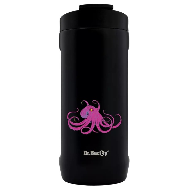 Cana termica de cafea Notus, Dr.Bacty, 360 ml, Negru - Pink Octopus