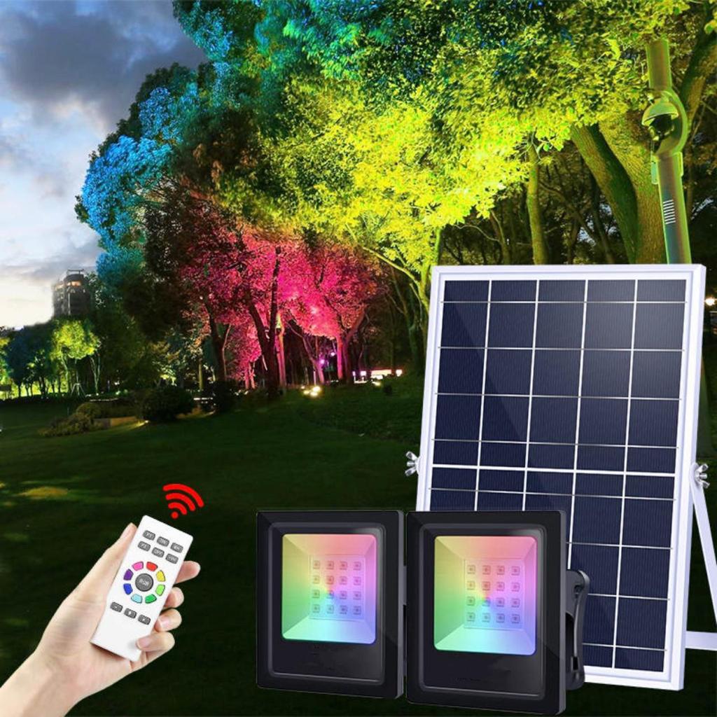 Комплект от 2 соларни проектора Kanifushi RGB, Дистанционно управление ...