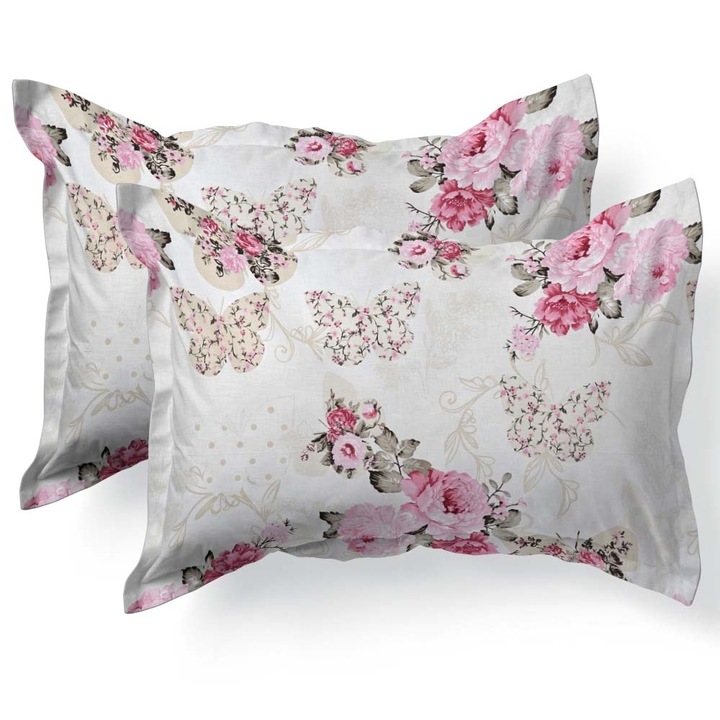 Set de 2 fete de perna 50x70cm din Bumbac Ranforce cu marginuta, multicolor