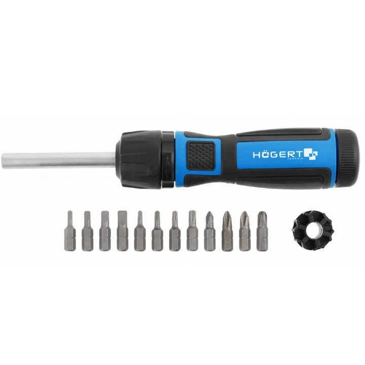 Adaptor biti, Hogert HT1S215, cu angrenaj, 13 elemente