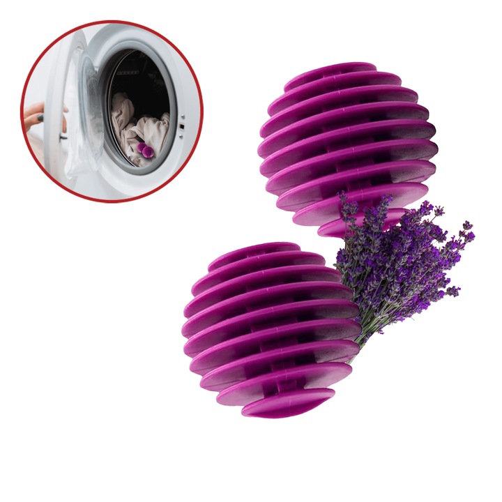 Bile parfumate pentru uscatorul de rufe, Tumble Fresh®, set 2 buc, reutilizabile, uscare eficenta si prospetime de durata cu miros de lavanda