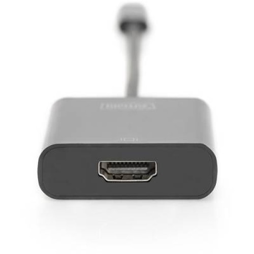 Преходник USB Type-C мъжки към HDMI женски, 4K, кабел 15см, черен ...