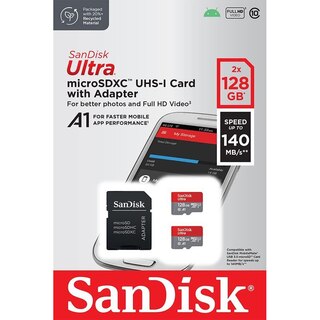SanDisk Ultra MicroSDXC 128GB + Adattatore SD – 140MB/s, A1, Classe 10