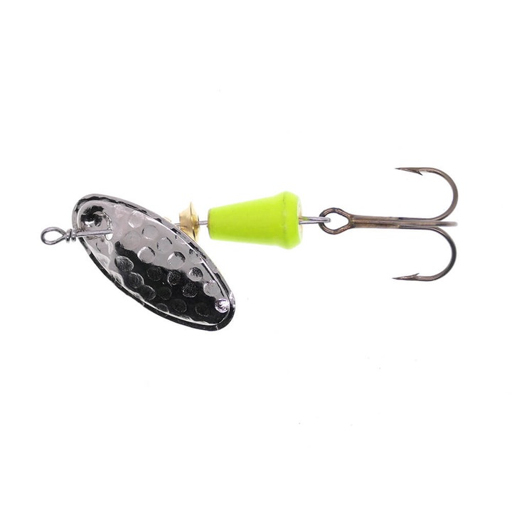 Lingurita rotativa Ilba Stream-R nr.2, 5.5gr, Nickel Chartreuse, pentru pescuitul la clean, pastrav, biban