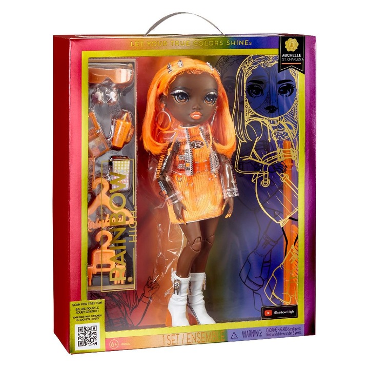 Кукла Rainbow High Doll S23, Michelle St. Charles, Оранжев, С дрехи и аксесоари, 28 см