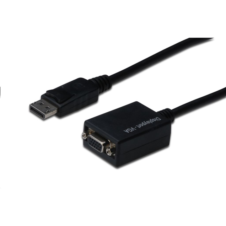 VGA адаптер/конвертор кабел, Assmann, DisplayPort - 0.15 m, черен, AK-340403-001-S