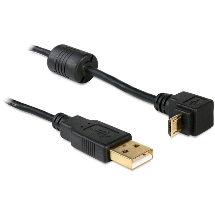 Cablu USB-A tata la USB micro-B tata, Delock, Rotit in sus/jos la 90 °