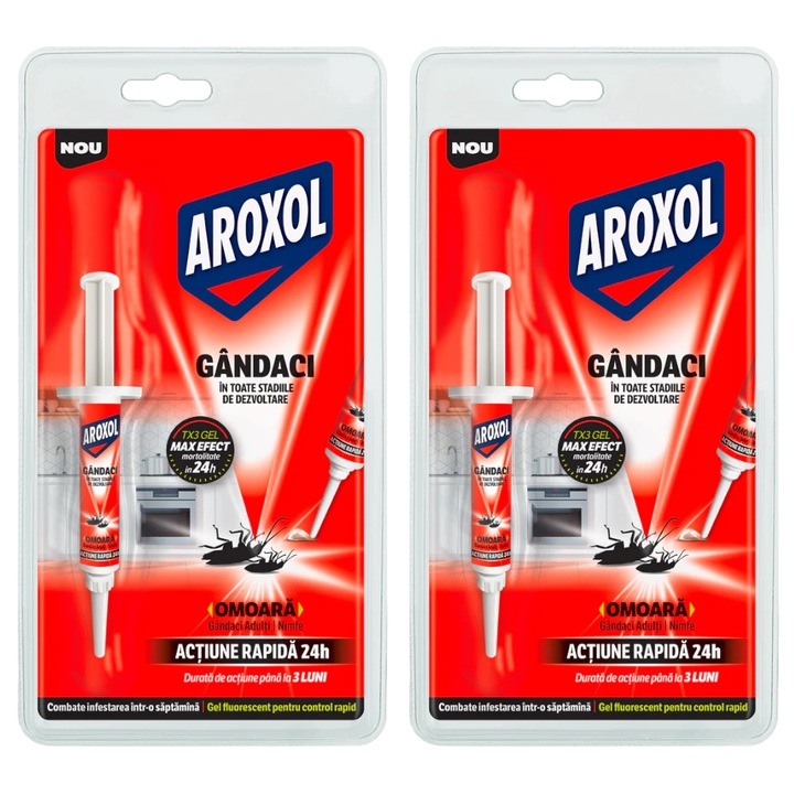 Set 2 x Insecticid pentru Gandaci Aroxol, Seringa cu Gel TX3, 5 g