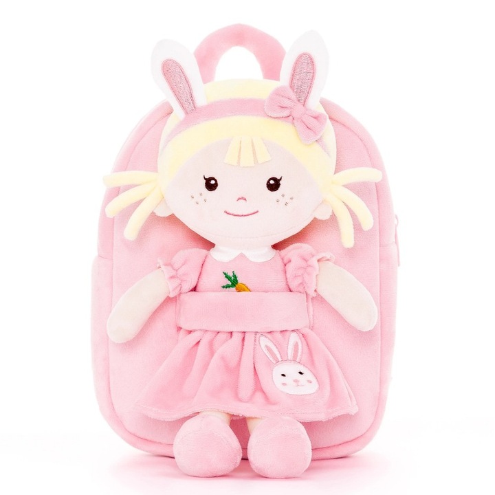 Rucsacel pentru gradinita/cresa, model Millie Iepuras cu jucarie detasabila roz, 1-5 ani, 23x18x9 cm