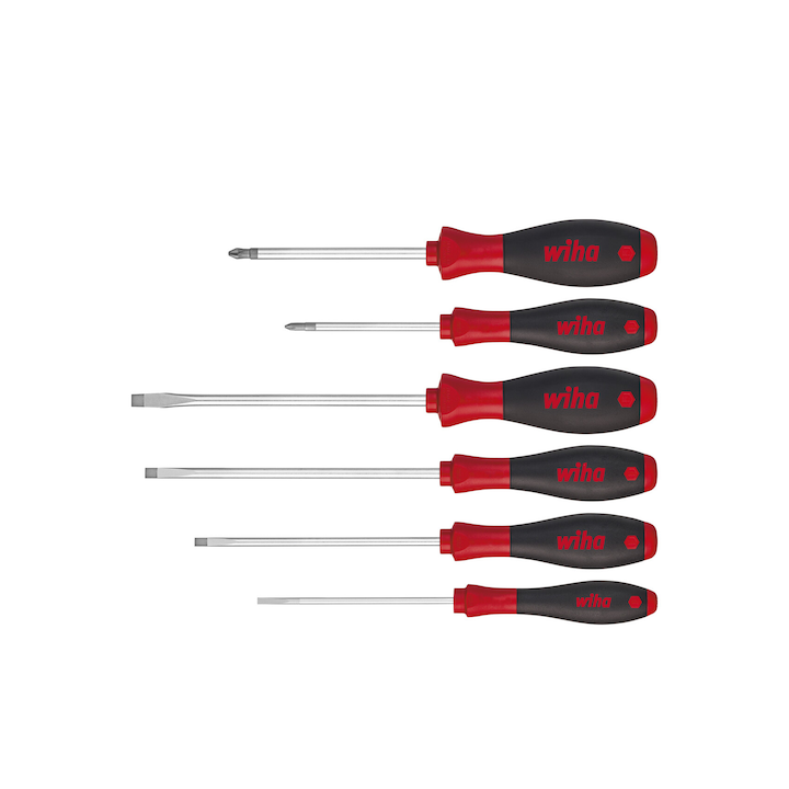 Комплект от 6 отвертки с дръжка SoftFinish, Wiha