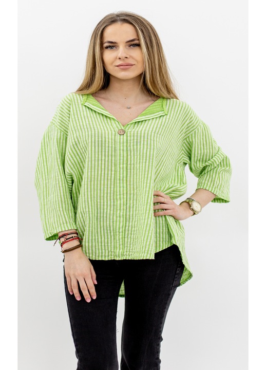 Camasa dama asimetrica, Verde Deschis, One Size