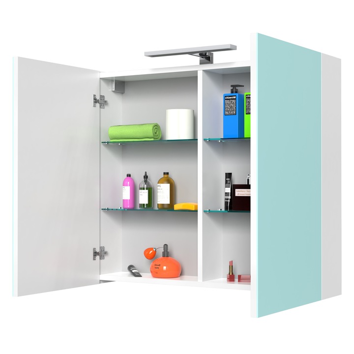 Dulap Baie cu Oglinda Goodmob, fara sistem de iluminare, Luna 80, Alb, Aquastop 2