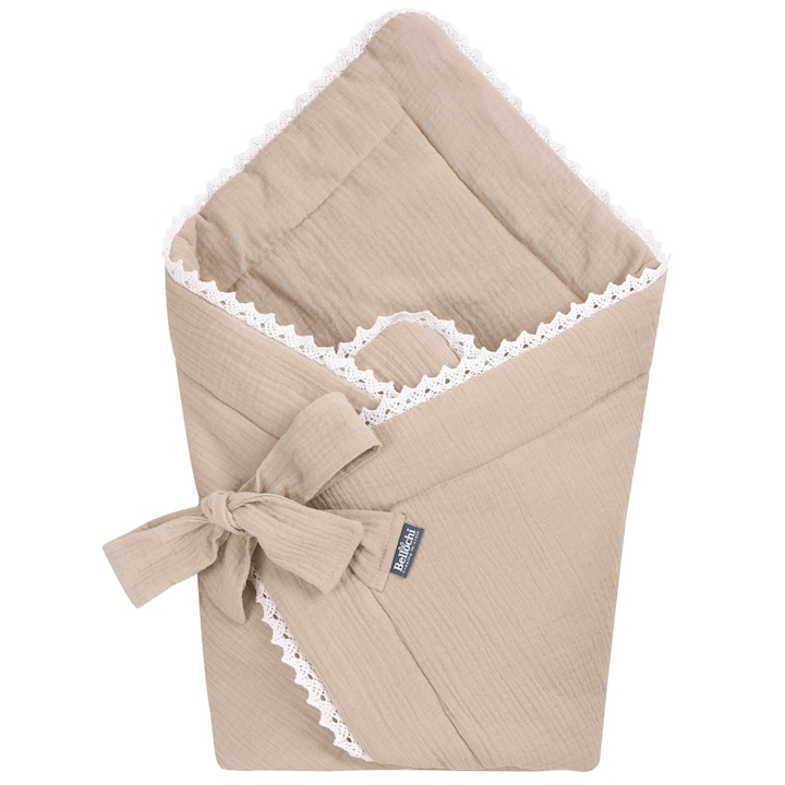 Одеяло за повиване Bellochi, 75 x 75см, 100% Памук, cuddly Muslin Beige, бежов