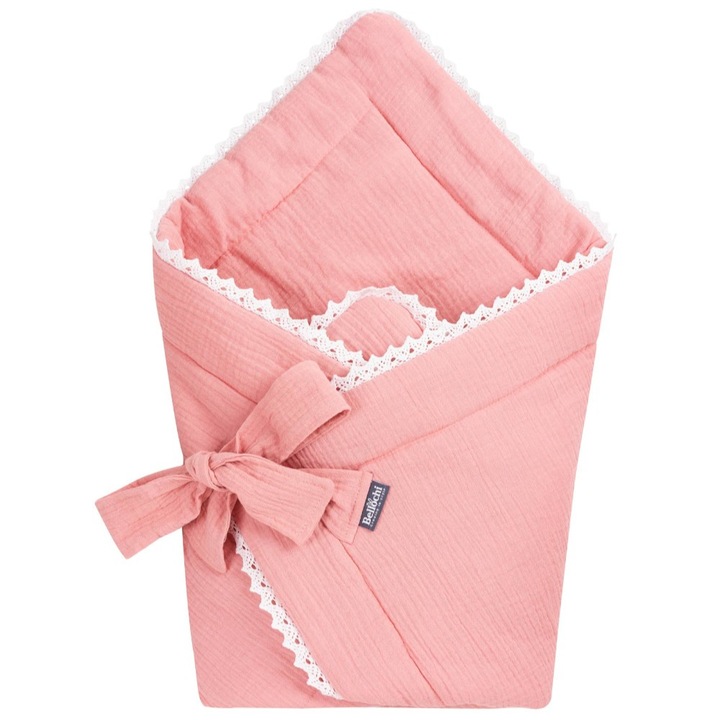 Одеяло за повиване Bellochi, 75 x 75см, Розов, 100% Памук, cuddly muslin pink