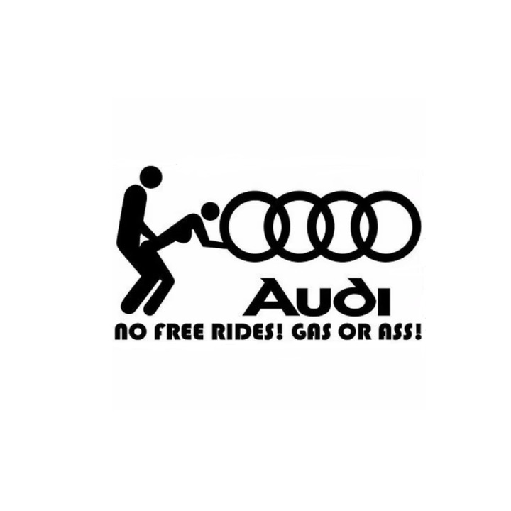 Sticker decorativ auto, Audi No Free Rides, Gas or ass 15x9cm