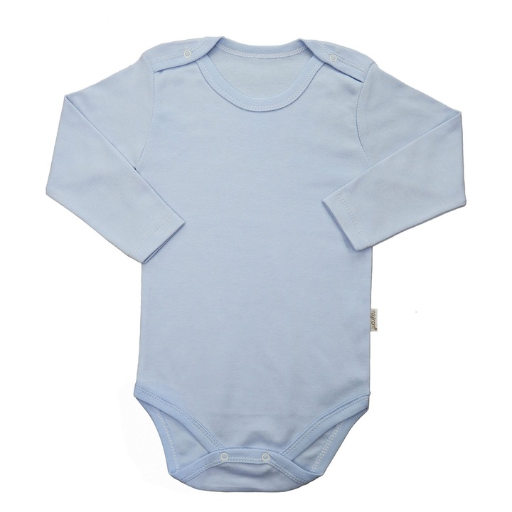 Body Maneca Lunga, Baieti, 100% Bumbac, Albastru deschis