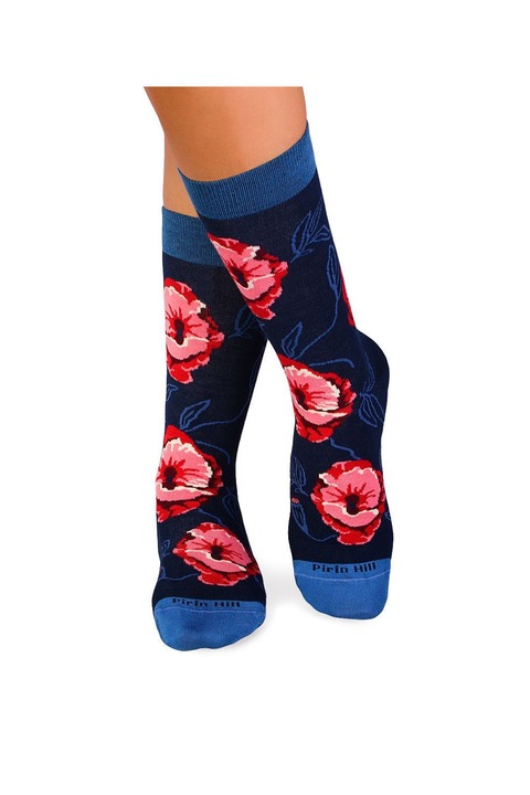 Sosete bambus Fine Bamboo Flowers Dark Blue, 39-42 EU, Multicolor