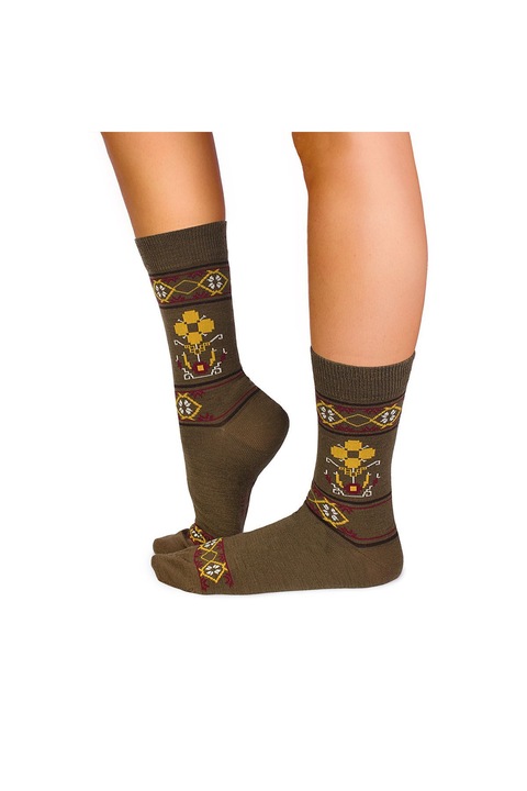 Sosete lana merino Ethno Fine Light Maro, Multicolor, Multicolor, 39-42