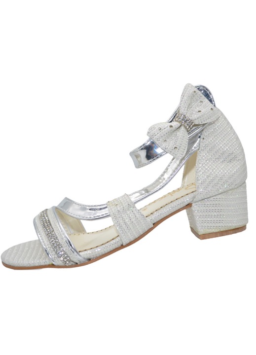 Sandale cu toc pentru fete Mini Junior 2704231A-34, Alb 95398