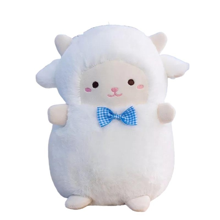 Plüss kabala bárány Nimo, poliészter, 23 x 15 x 13 cm, fehér/kék