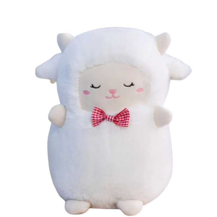 Plüss kabala bárány Nimo, poliészter, 23 x 15 x 13 cm, fehér/piros