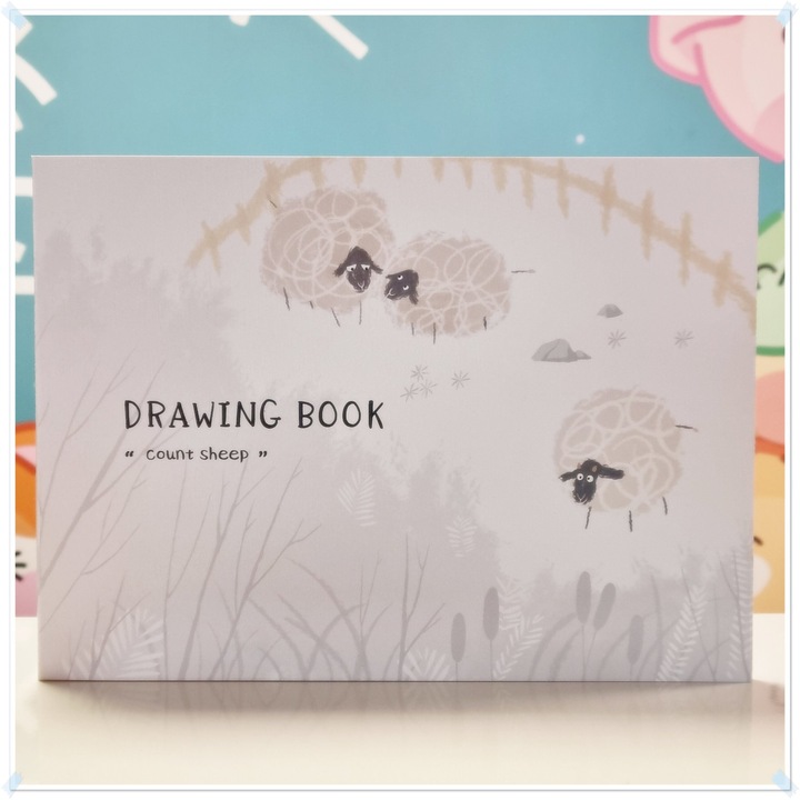 675 Vázlatfüzet a legelőn lévő birkák rajzával